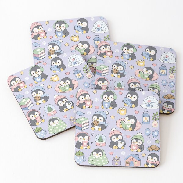 Item preview, Cozy Winter Penguins Kawaii Pattern designed and sold by Soft Berry Studio.