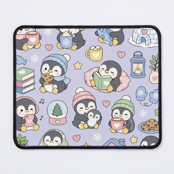 Item preview, Cozy Winter Penguins Kawaii Pattern designed and sold by Soft Berry Studio.