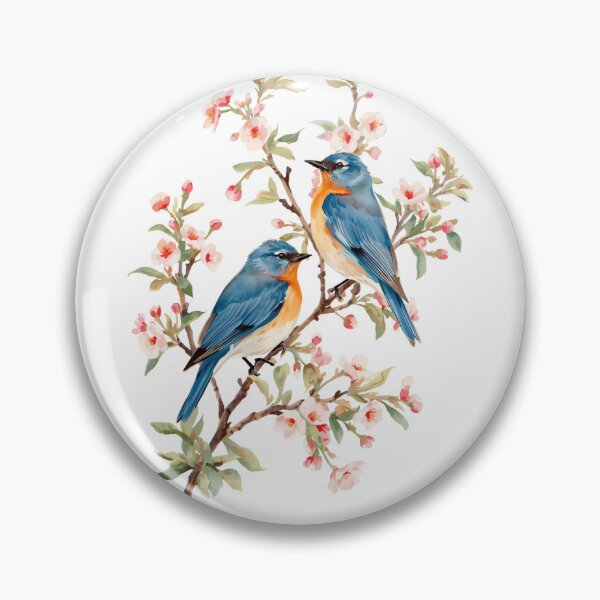 Item preview, Watercolor Bluebirds on a Blossom Branch designed and sold by BeautifulVibe.