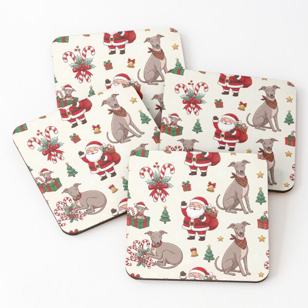 Item preview, Santa and talian Greyhound  Dogs Festive Pattern designed and sold by Wags & Tails.