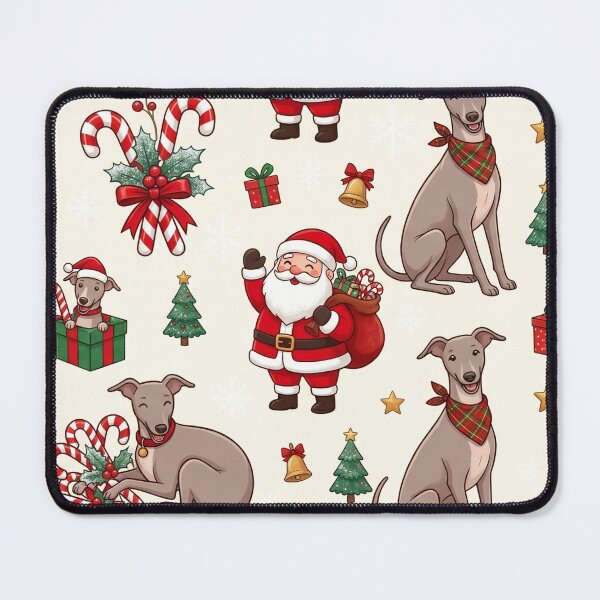 Item preview, Santa and talian Greyhound Dogs Festive Pattern designed and sold by Wags & Tails.