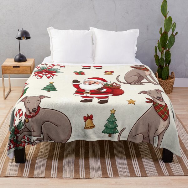 Item preview, Santa and talian Greyhound Dogs Festive Pattern designed and sold by Wags & Tails.