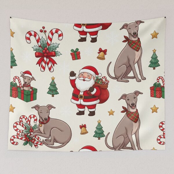 Item preview, Santa and talian Greyhound  Dogs Festive Pattern designed and sold by Wags & Tails.