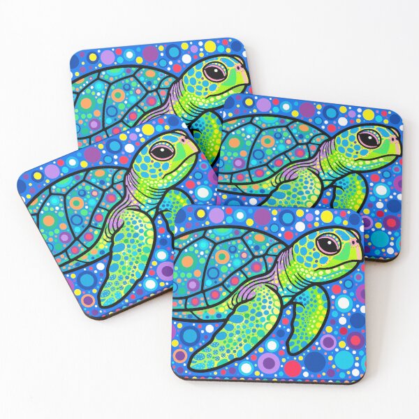 Item preview, Sea Turtle — Colorful Dotwork Pop Art | Vibrant Pointillist Ocean Illustration designed and sold by  Ojo de Lilith.