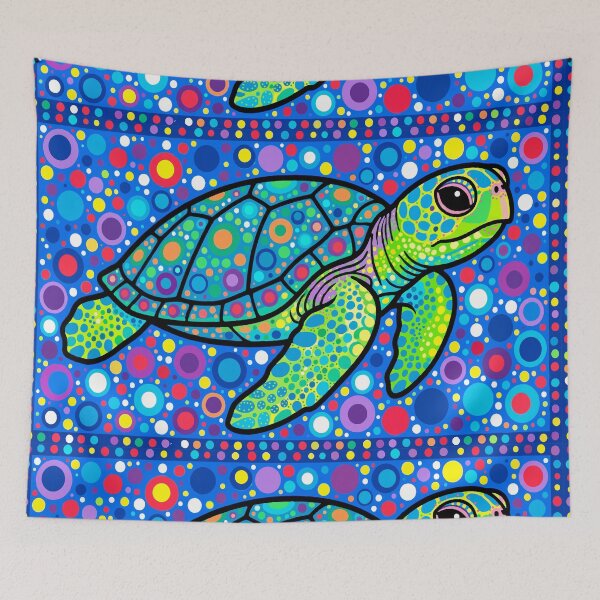 Item preview, Sea Turtle — Colorful Dotwork Pop Art | Vibrant Pointillist Ocean Illustration designed and sold by  Ojo de Lilith.