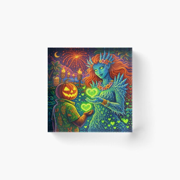 Item preview, Headless Horseman & Tiki Goddess – Retro Fantasy Tropical Art designed and sold by TheHorsemanRidesAgain.