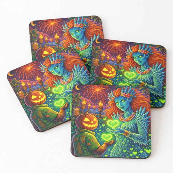 Item preview, Headless Horseman & Tiki Goddess – Retro Fantasy Tropical Art designed and sold by TheHorsemanRidesAgain.