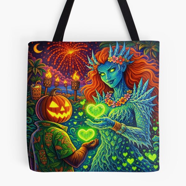 Item preview, Headless Horseman & Tiki Goddess – Retro Fantasy Tropical Art designed and sold by TheHorsemanRidesAgain.