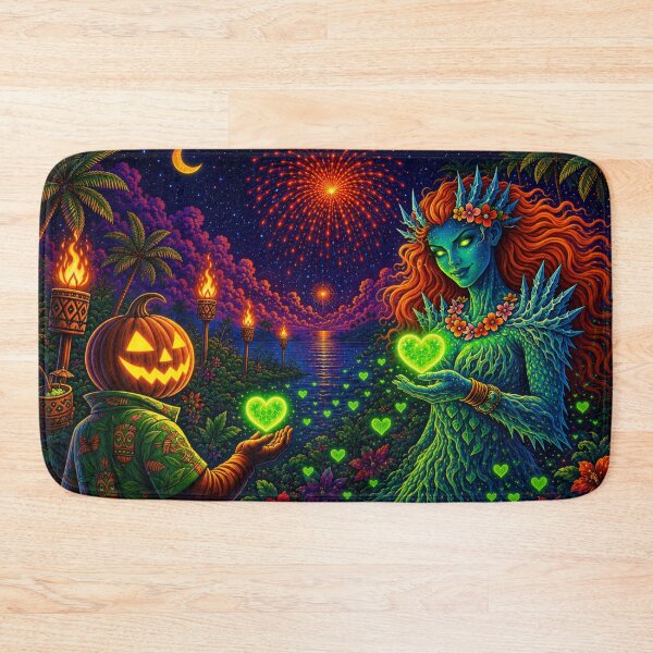 Item preview, Headless Horseman & Tiki Goddess – Retro Fantasy Tropical Art designed and sold by TheHorsemanRidesAgain.