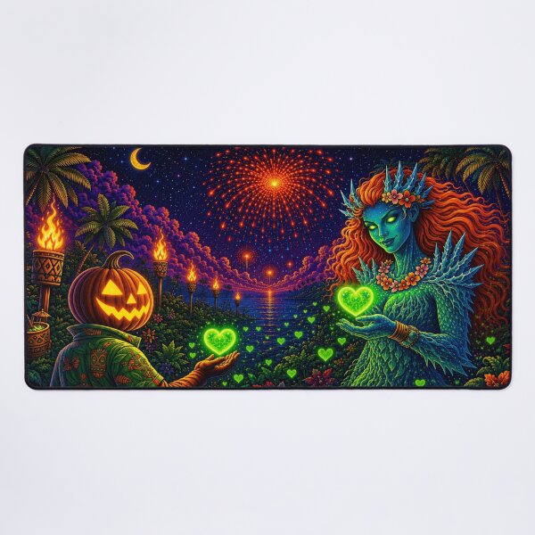 Item preview, Headless Horseman & Tiki Goddess – Retro Fantasy Tropical Art designed and sold by TheHorsemanRidesAgain.