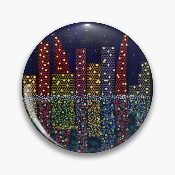 Item preview, Starry City - Illuminated Skyscrapers and Forest of Colorful Dots - Urban Digital Art - Decoration, Fashion & Gifts designed and sold by Pk-Gn-  /(°^°)\.