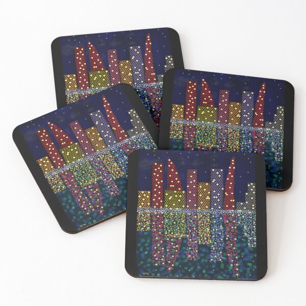Item preview, Starry City - Illuminated Skyscrapers and Forest of Colorful Dots - Urban Digital Art - Decoration, Fashion & Gifts designed and sold by Pk-Gn-  /(°^°)\.