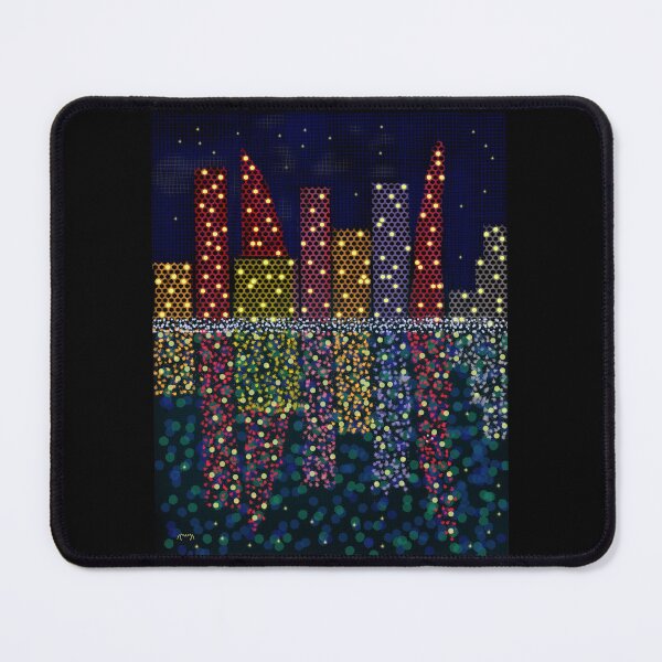 Item preview, Starry City - Illuminated Skyscrapers and Forest of Colorful Dots - Urban Digital Art - Decoration, Fashion & Gifts designed and sold by Pk-Gn- /(°^°)\.