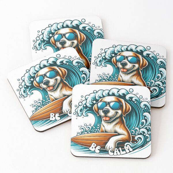 Item preview, Cute Surfing Dog Be Calm Retro Summer Beach designed and sold by MagySale.