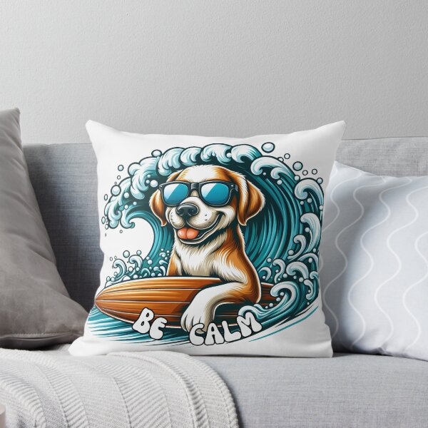 Item preview, Cute Surfing Dog Be Calm Retro Summer Beach designed and sold by MagySale.