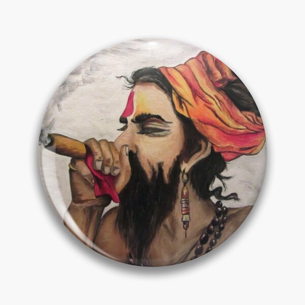 Item preview, Smoking HINDU | Original Oil Painting by Svetlana Shavrina | Spiritual Portrait Art | Smoking Indian Man Portrait designed and sold by BlueberrySwan.