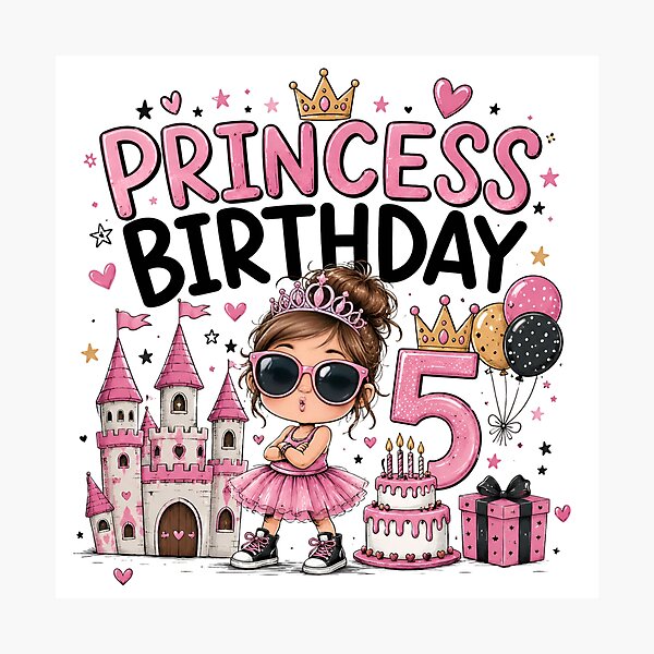 Item preview, Funny Princess Birthday Girl Shirt – Sassy 5 Year Old Queen Party Design designed and sold by thBirthday.
