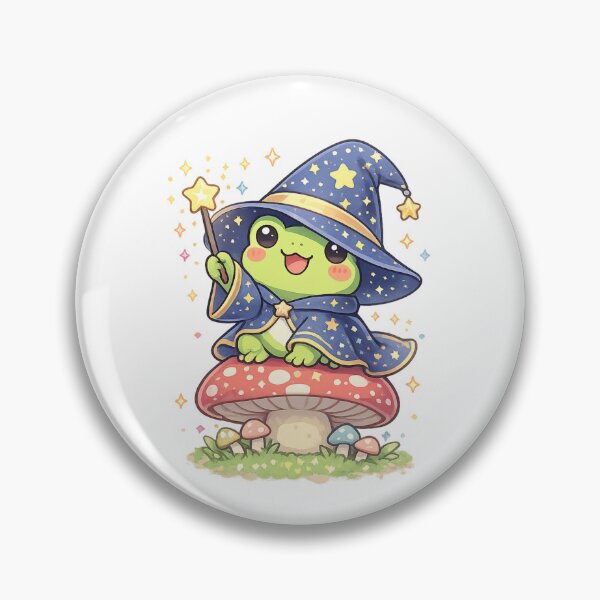 Item preview, Cute Kawaii Frog Wizard Mushroom Illustration designed and sold by ajamzbox.