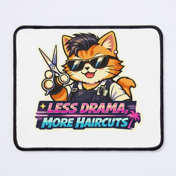 Item preview, Less Drama More Haircuts Funny Barber Cat Sticker designed and sold by MIROUZ2000.