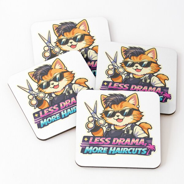 Item preview, Less Drama More Haircuts Funny Barber Cat Sticker designed and sold by MIROUZ2000.