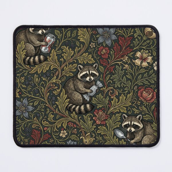 Item preview, Raccoon William Morris Vintage Botanical Tapestry designed and sold by Retro Mood Co.