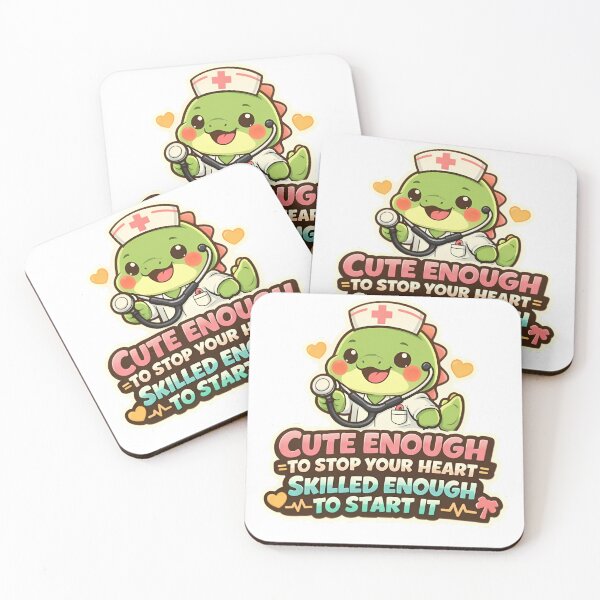 Item preview, Cute Enough To Stop Your Heart Funny Nurse Dinosaur Sticker designed and sold by MIROUZ2000.