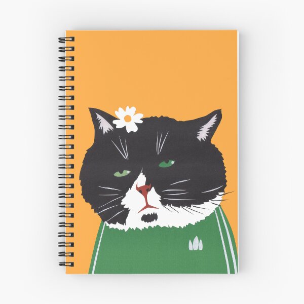 Item preview, A black-and-white cat with green eyes, wearing a small flower.  designed and sold by EmilyDouArt.