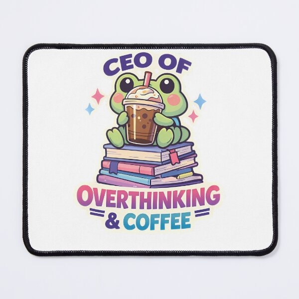 Item preview, CEO Of Overthinking And Coffee Funny Frog Sticker designed and sold by MIROUZ2000.
