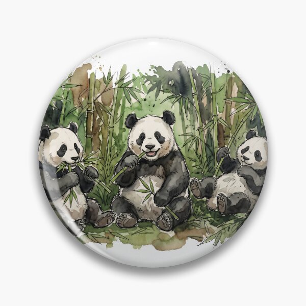 Item preview, Three Cute Pandas in Bamboo Forest designed and sold by LazyBearStudio..