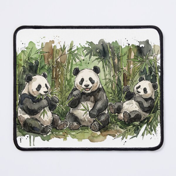 Item preview, Three Cute Pandas in Bamboo Forest designed and sold by LazyBearStudio..