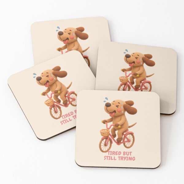 Item preview, Tired But Still Trying Cycling Dog Sticker designed and sold by Siti Hoiriyah.