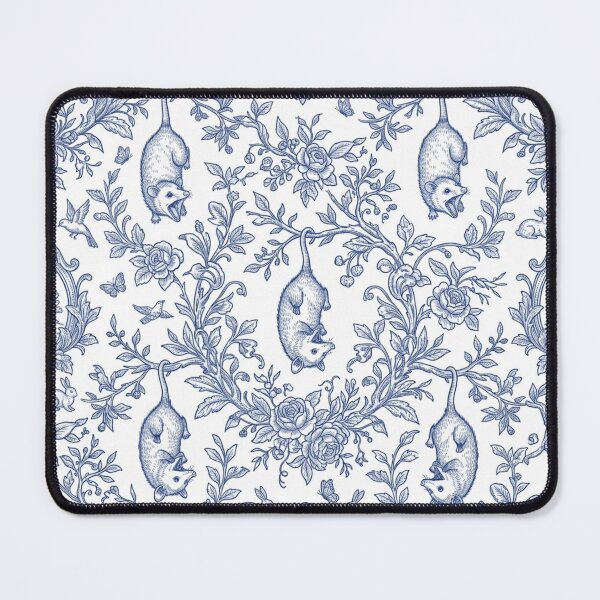 Item preview, Opossum Toile De Jouy French Floral Blue Pattern designed and sold by Retro Mood Co.