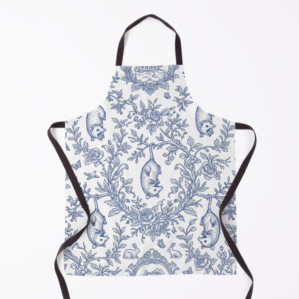 Item preview, Opossum Toile De Jouy French Floral Blue Pattern designed and sold by Retro Mood Co.