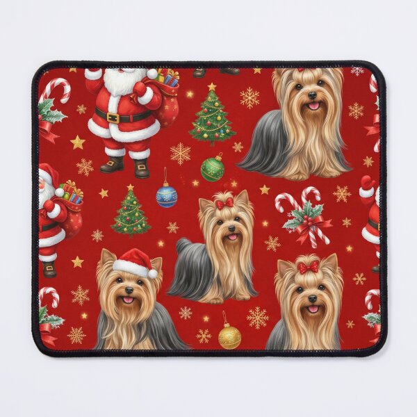 Item preview, Santa and Yorkshire Terriers Festive Pattern designed and sold by Wags & Tails.