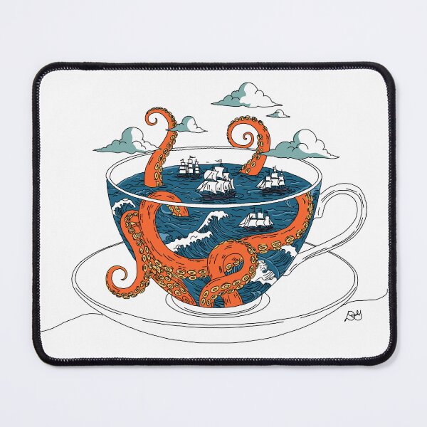 Item preview, Octopus Tea Whimsical Line Art Print designed and sold by Evil B Creative.
