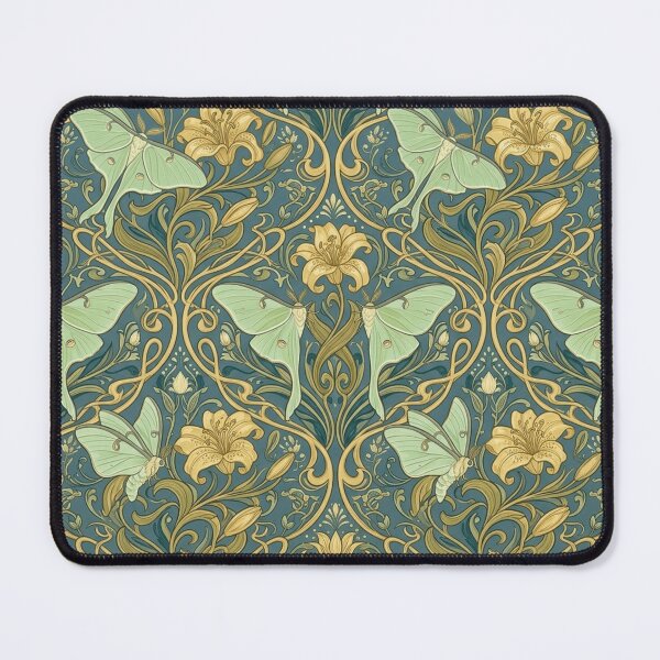 Item preview,  Lunar Moth Art Nouveau Botanical Gold Pattern designed and sold by Retro Mood Co.