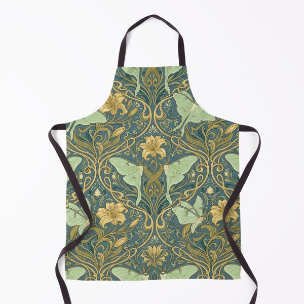 Item preview, Lunar Moth Art Nouveau Botanical Gold Pattern designed and sold by Retro Mood Co.