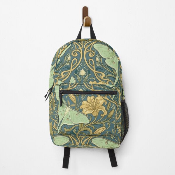 Item preview, Lunar Moth Art Nouveau Botanical Gold Pattern designed and sold by Retro Mood Co.