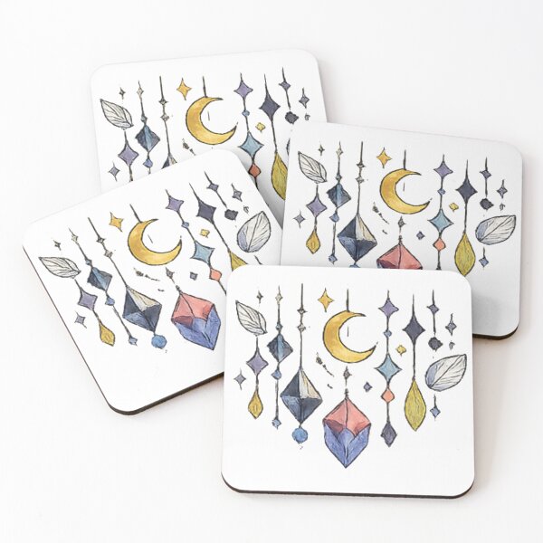 Item preview, Celestial Crystal Moon Hanging Ornament Illustration designed and sold by GoldenPetalAma.