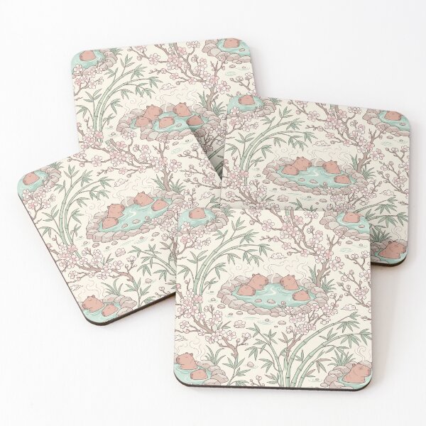 Item preview, Capybara Chinoiserie Vintage Oriental Botanical Pattern designed and sold by Retro Mood Co.