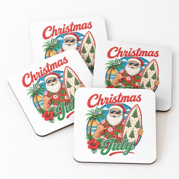 Item preview, Christmas In July T-Shirt, Surfing Santa Beach Shirt, Retro Summer Xmas Tee, Tropical Santa Claus Graphic Shirt, Hawaiian Holiday Party Top designed and sold by Unleashing Style .