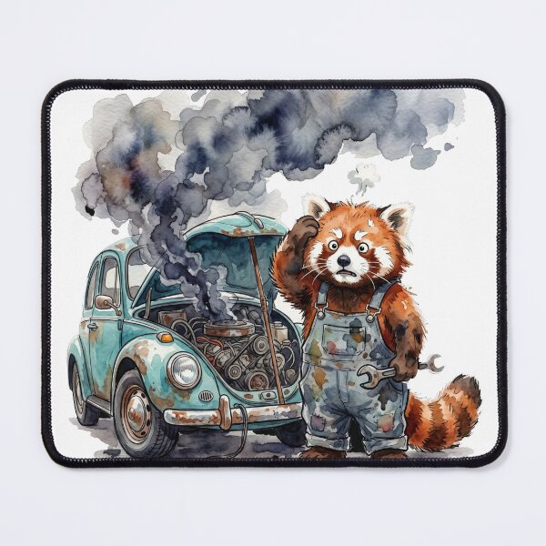 Item preview, Funny Red Panda Mechanic Car Breakdown designed and sold by LazyBearStudio..