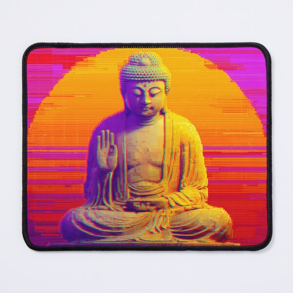 Item preview, Neon Glitch Buddha Meditation designed and sold by ClubVacay.