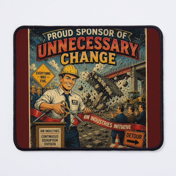 Item preview, Proud Sponsor of Unnecessary Change - Corporate Satire designed and sold by DeadpanYard.