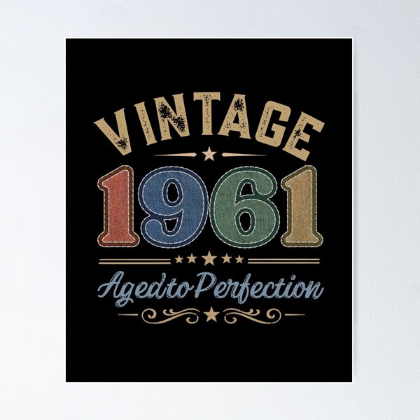 Item preview, Vintage 1961 Aged to Perfection Retro Birthday Design | Born in 1961 | Embroidered Denim Style designed and sold by Silaris Designs.