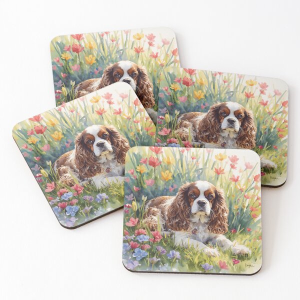 Item preview, Cavalier King Charles in the garden. designed and sold by VéVé's Place.