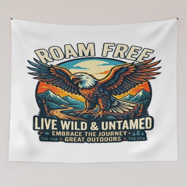 Item preview, Roam Free Eagle - Vintage American Adventure & Nature Graphic designed and sold by MAJCO-ART.