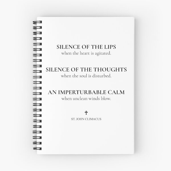 Item preview, St John Climacus Silence Quote Orthodox Christian Typography (Clean Edition) designed and sold by Incense & Candles.