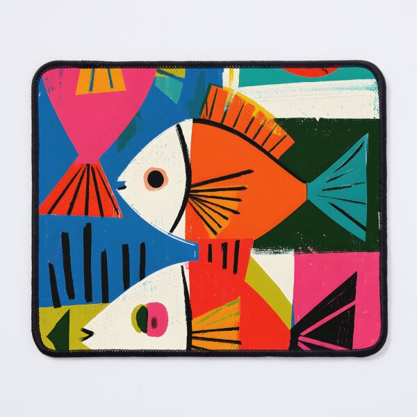Item preview, Pisces Swimming Through Starlight Abstract Zodiac Fish Art with Bold Geometric Design designed and sold by OlfactoART Studio.
