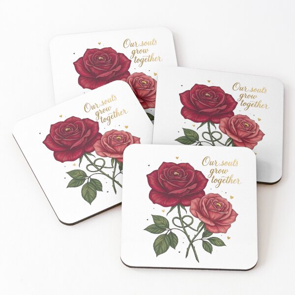 Item preview, Our Souls Grow Together Two Entwined Roses Crimson and Soft Pink designed and sold by Good Vibes .